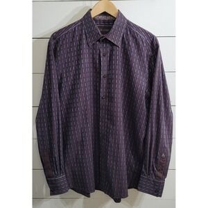 Men's Zagiri XL Brown/Blue Striped Dress Shirt EUC